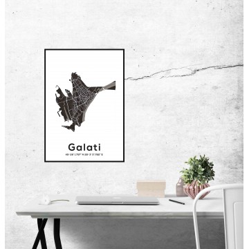 Poster harta Galati contur