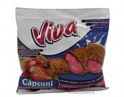 Pernite umplute cu crema de capsuni Viva, 100g