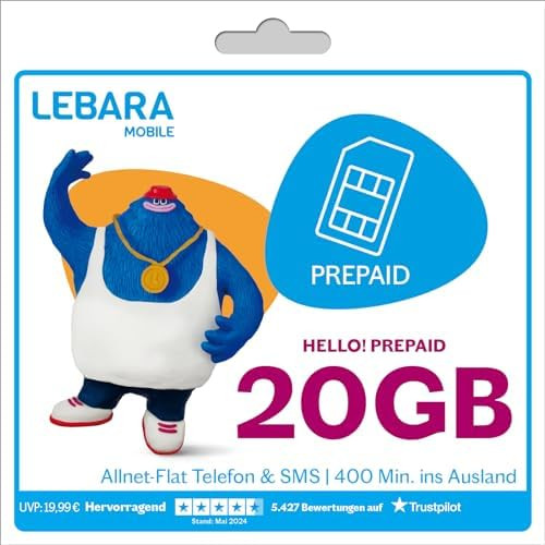 Cartela Sim Lebara 20 GB